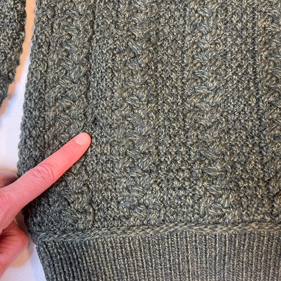 Aran Crafts Irish Cable Knit Forest Green Shawl Collar Sweater 100% Merino Wool - Picture 11 of 14